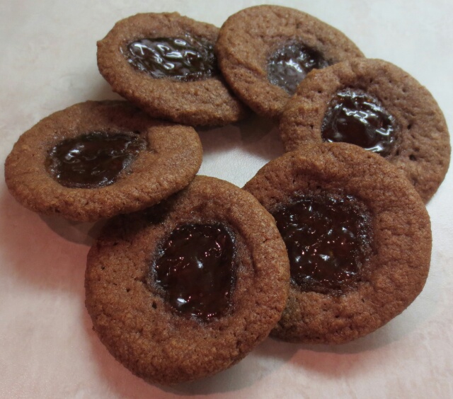 Chocolate-Hazelnut Thumbprints with Coffee Jelly